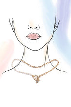 Load image into Gallery viewer, GOLD PEARL HEART CHARM TOGGLE NECKLACE