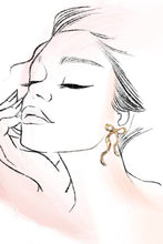 Load image into Gallery viewer, HAMMERED LONG BOW RIBBON DROP EARRINGS