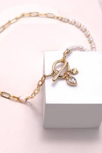Load image into Gallery viewer, GOLD PEARL HEART CHARM TOGGLE NECKLACE