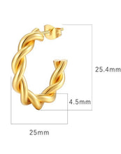 Load image into Gallery viewer, STAINLESS STEEL WATERPROOF TARNISHFREE TWIST HOOPS