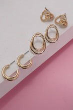Load image into Gallery viewer, SWIRL TRIO HOOP HUGGIE STUD EARRINGS