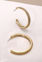 Load image into Gallery viewer, PEARL PAVE TITANIUM POST STUD HOOP EARRINGS