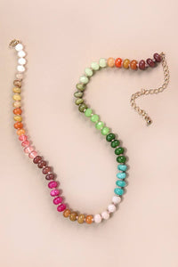 NATURAL AGATE GLASS SEMI PRECIOUS BEAD NECKLACE |1E