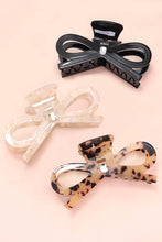 Load image into Gallery viewer, LARGE CUTE BOW RIBBON RHINESTONE HAIR CLAW CLIPS | TORT