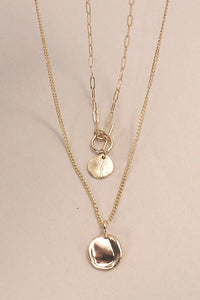 DOUBLE LAYER CIRCLE DROP PENDANT NECKLACE