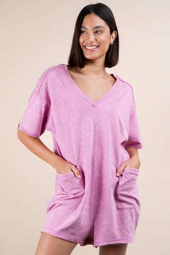 Washed Romper | Pink
