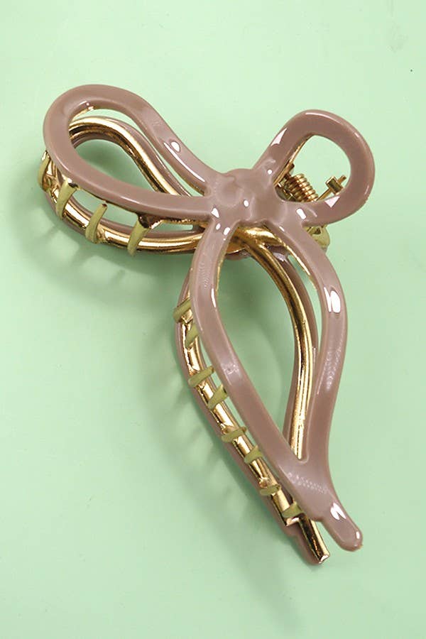 JUMBO BOW HAIR CLAW CLIPS | TAN