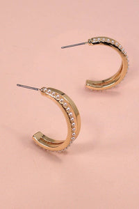 DOUBLE ROW PEARL GOLD MIX HOOP EARRINGS