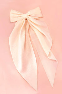 ORGANZA SHEER BOW RIBBON HAIR CLIPS | BLUSH