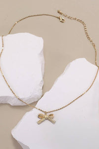 LACE BOW CHARM PENDANT NECKLACE