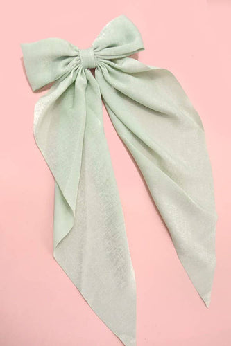 ORGANZA SHEER BOW RIBBON HAIR CLIPS | MINT