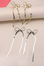 Load image into Gallery viewer, HERRINGBONE SNAKE CHAIN LONG BOW EARRINGS | SILVER