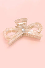 Load image into Gallery viewer, LARGE CUTE BOW RIBBON RHINESTONE HAIR CLAW CLIPS | IVORY