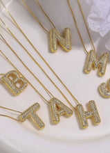Load image into Gallery viewer, INITIAL PAVE RHINESTONE BUBBLE BALLOON NECKLACE | J