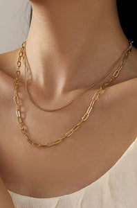 TITANIUM  STEEL NON-TARNISH LAYERED CHAIN NECKLACE