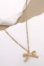 Load image into Gallery viewer, LACE BOW CHARM PENDANT NECKLACE