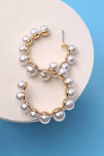 Load image into Gallery viewer, PEARL HOOP EARRINGS