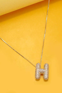 INITIAL PAVE RHINESTONE BUBBLE BALLOON NECKLACE | N