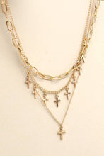 Load image into Gallery viewer, CROSS CHARM MULTI LAYER NECKLACE