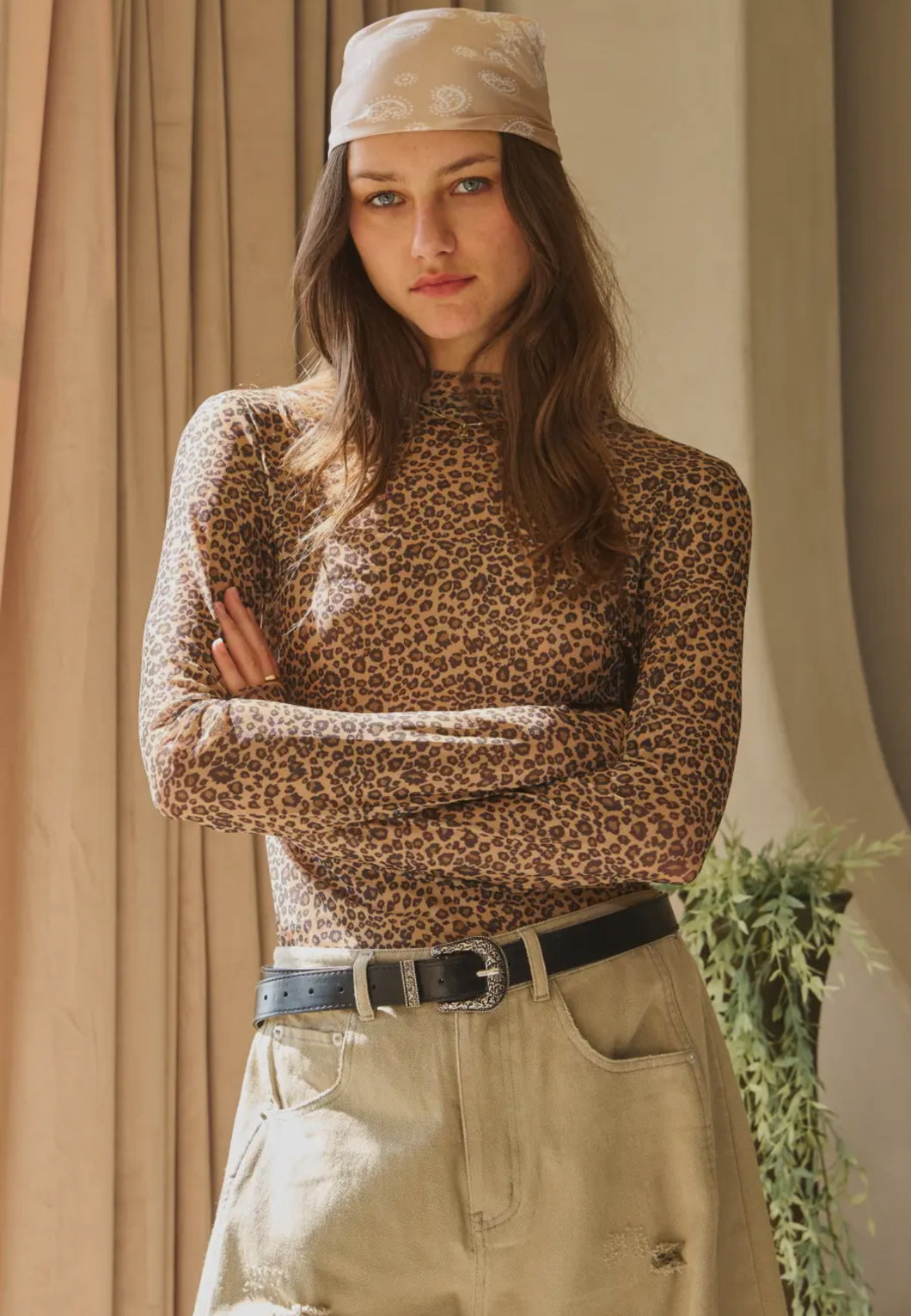 Leopard Mesh Top