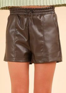 Chocolate Faux Leather Shorts