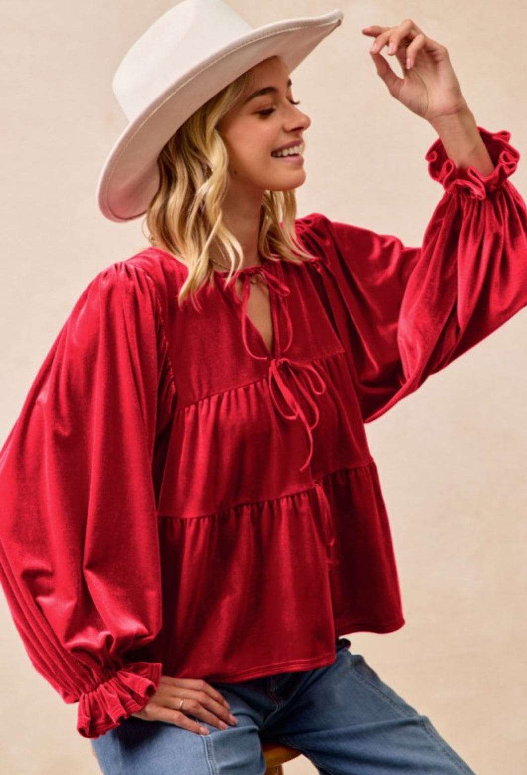Velvet Blouse | Red