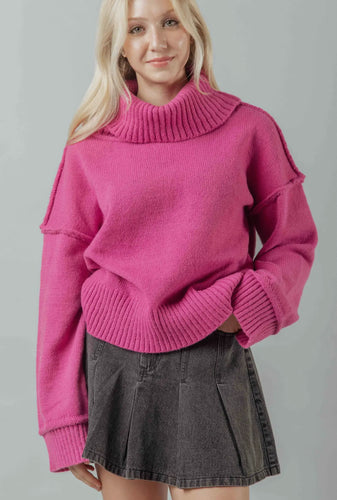 The Cozy Turtleneck Sweater | Pink