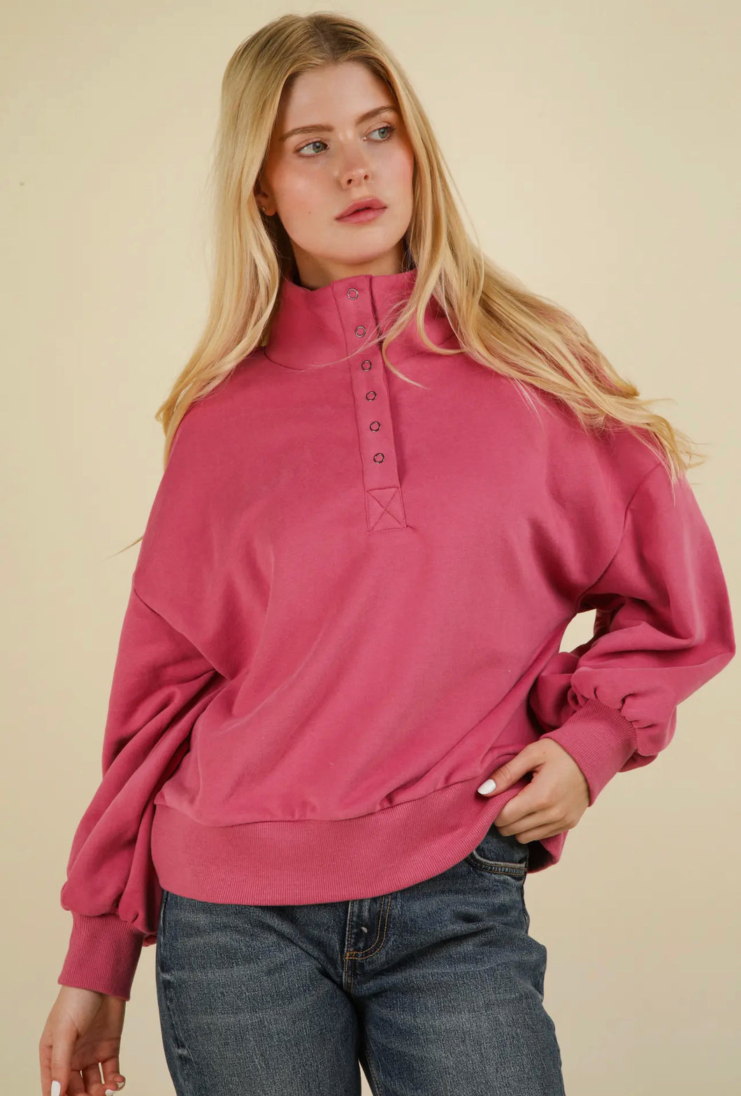 Cuddle Season Pullover | Rose