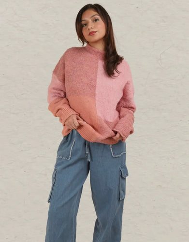 Pink Block Sweater