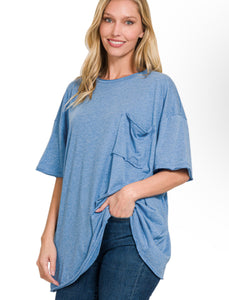 Casual Tee | Heather Ocean Blue