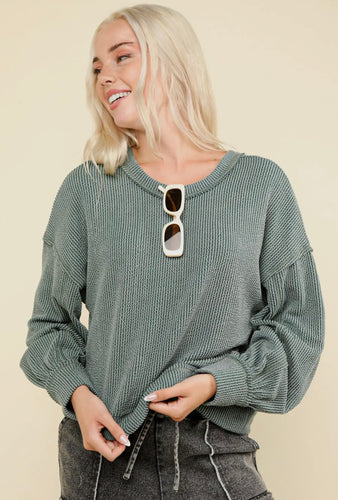 Crop Knit Sweater | Moss