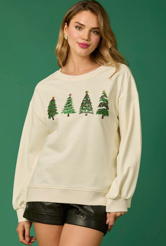 Christmas Trees Sequin Sweater