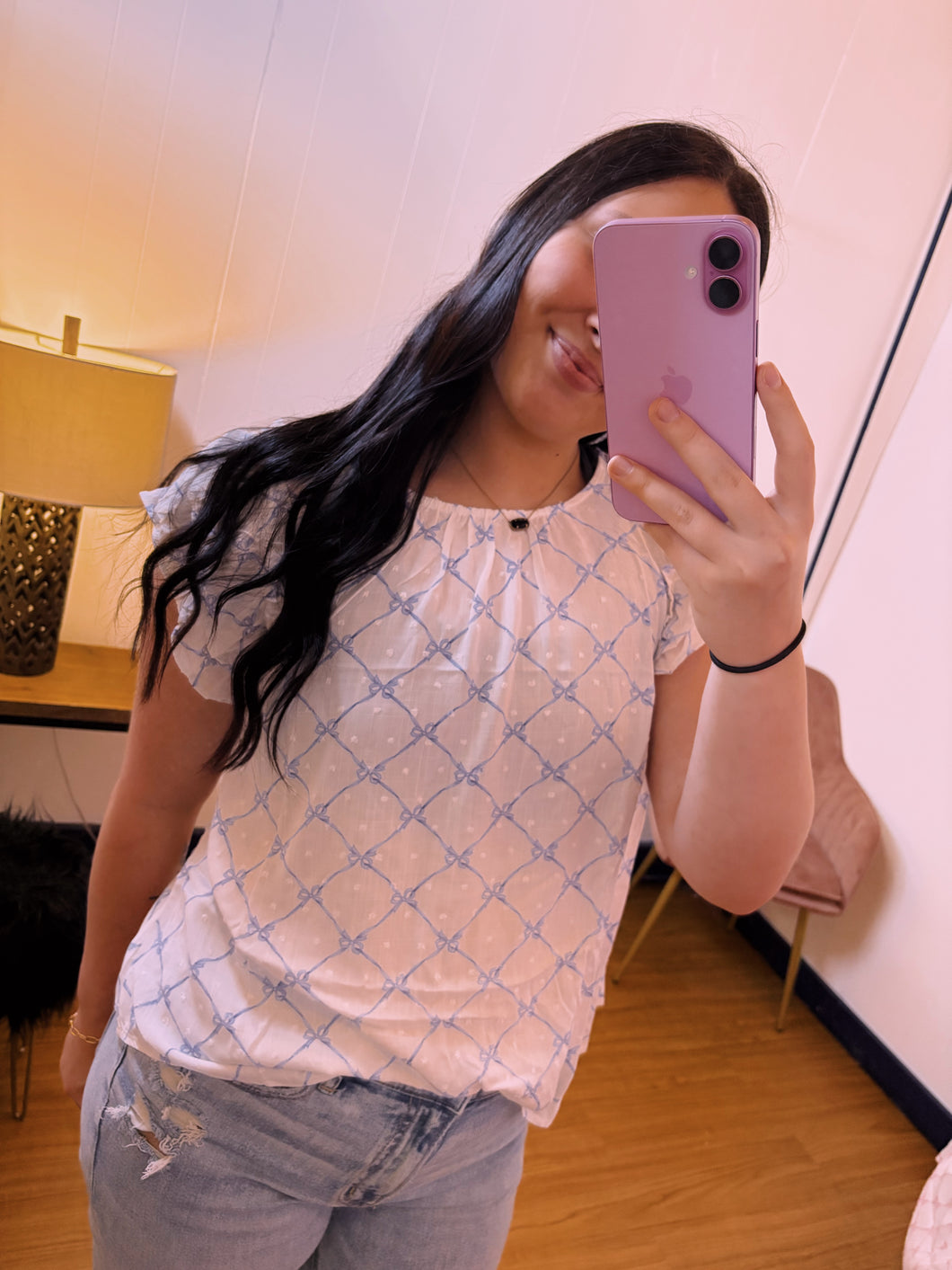 Bow Trellis Blouse | Blue