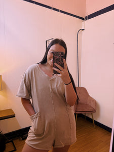 Washed Romper | Taupe