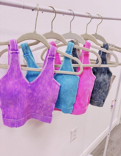 Stone Washed Ribbed Bralette | Purple