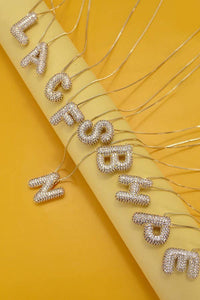 INITIAL PAVE RHINESTONE BUBBLE BALLOON NECKLACE | J