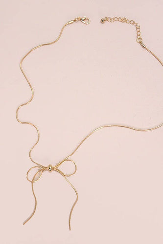 SNAKE CHAIN BOW PENDANT NECKALCE