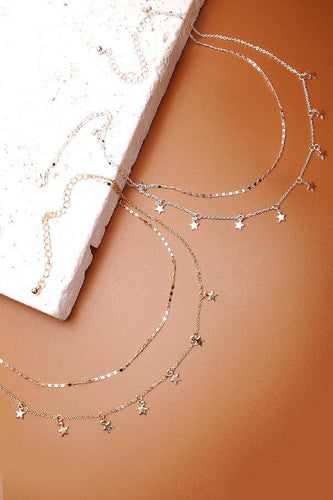 DELICATE DOUBLE LAYER STAR DROP NECKLACE