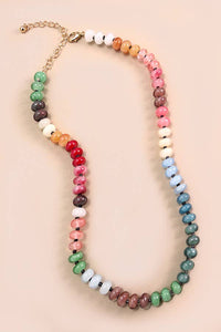 NATURAL AGATE GLASS SEMI PRECIOUS BEAD NECKLACE | 2D