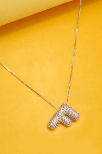 INITIAL PAVE RHINESTONE BUBBLE BALLOON NECKLACE | K