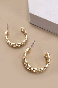 CLASSIC CHAIN CUTOUT HOOP EARRINGS