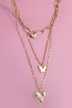 Load image into Gallery viewer, HEART BUTTERFLY PENDANT MULTILAYER NECKLACE