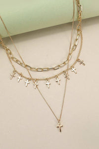 CROSS CHARM MULTI LAYER NECKLACE