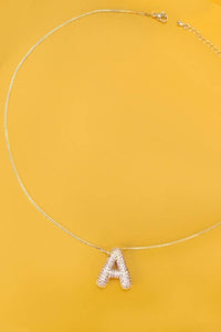 INITIAL PAVE RHINESTONE BUBBLE BALLOON NECKLACE | K