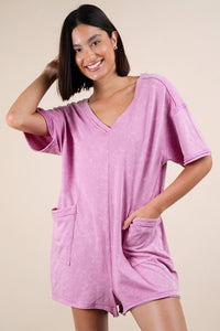 Washed Romper | Pink