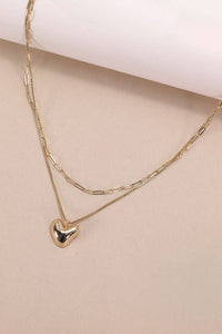 HEART PENDANT DOUBLE CHAIN NECKLACE