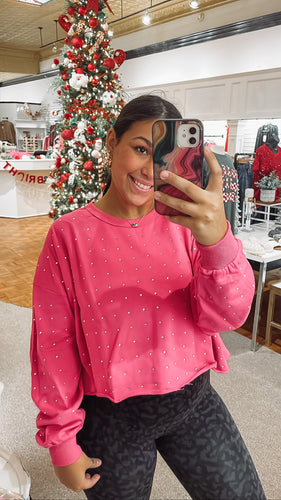 Rhinestone Crop Pink
