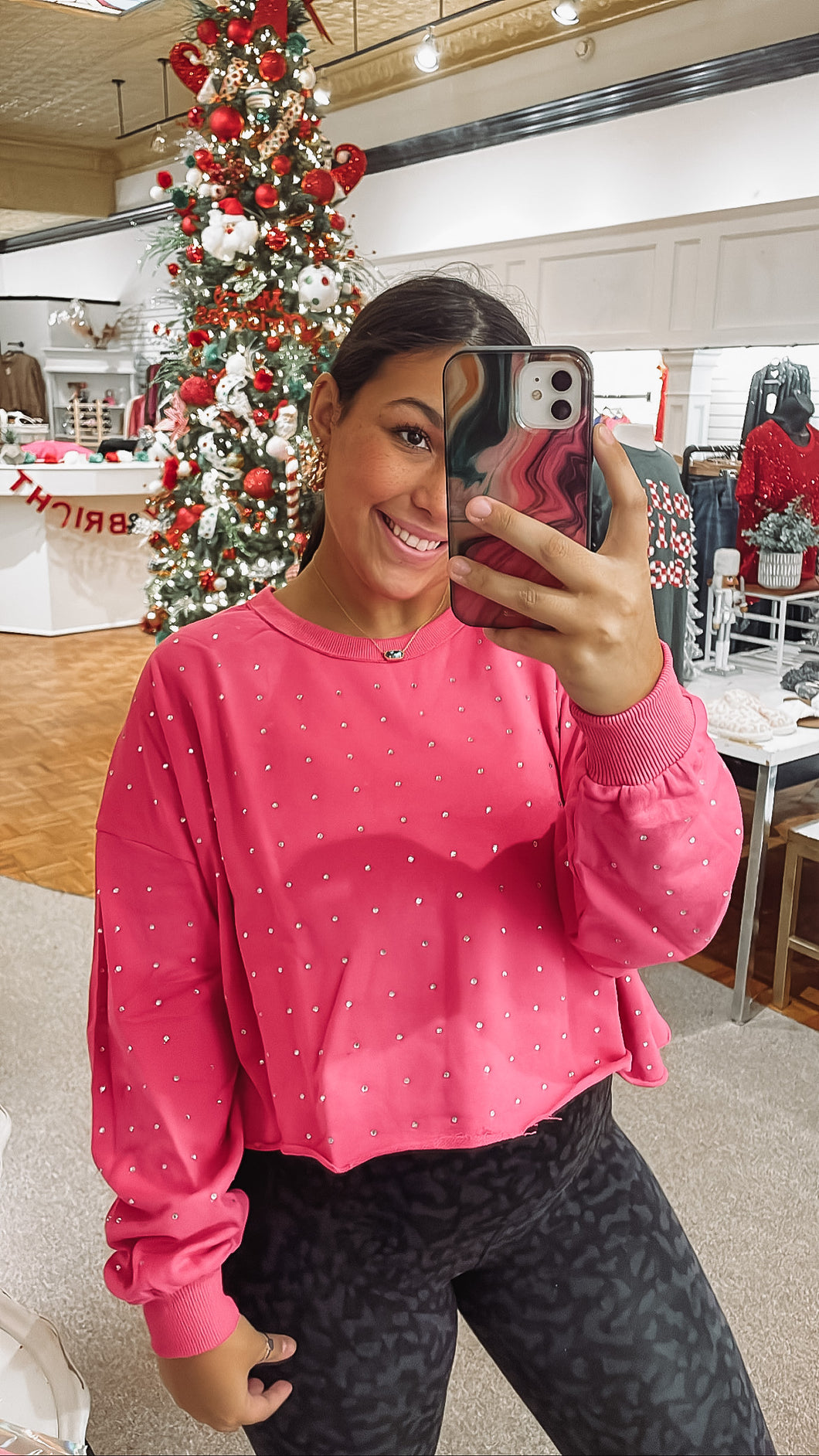 Rhinestone Crop Pink