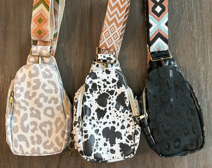 Vegan Leather Crossbody | White Leopard