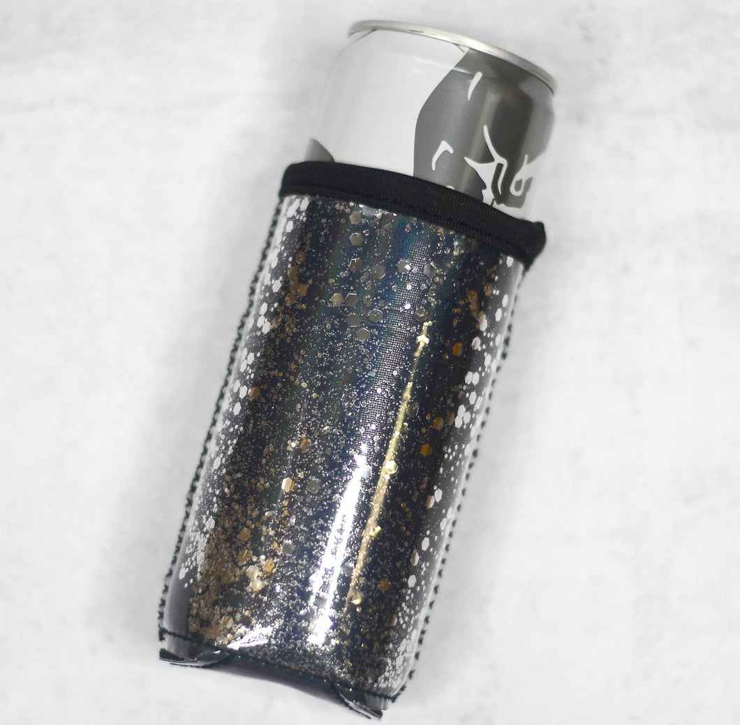 Glitter Slim Can Koozie | Black